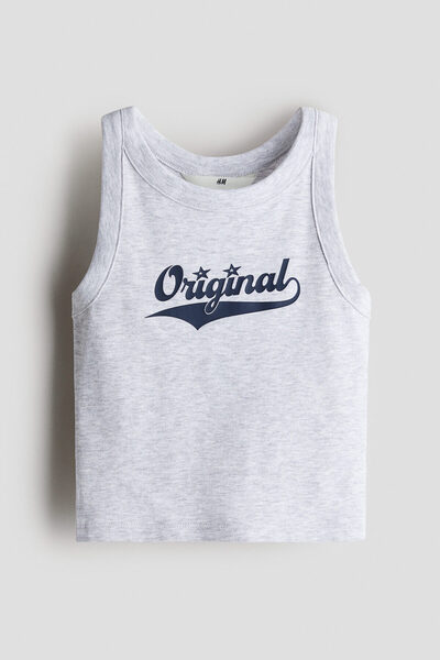 H&M Baskılı ve Pamuklu Kolsuz Üst