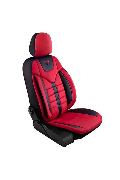 Panda Set Huse Scaune Auto Panda Toront, tip Alcantara, cu fermoare pentru bancheta rabatabila, rosu negru