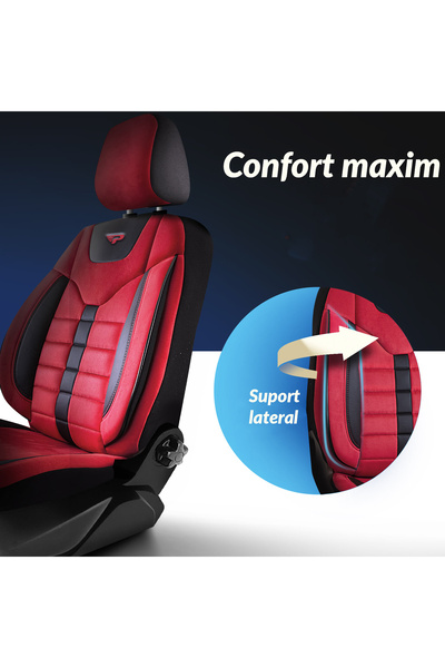 Panda Panda Toronto Car Seat Covers Set, Alcantara type, with zippers for the folding seat, red black