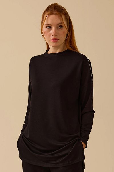 SEÇİL Women's Basic Tunic Suit - Black 1004 Model