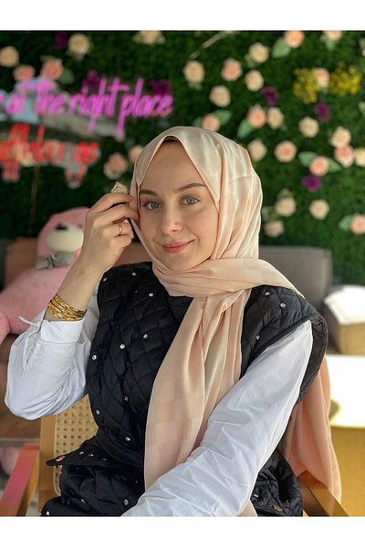 Sima Somon Call Silk Jacquard Checkered Shawl