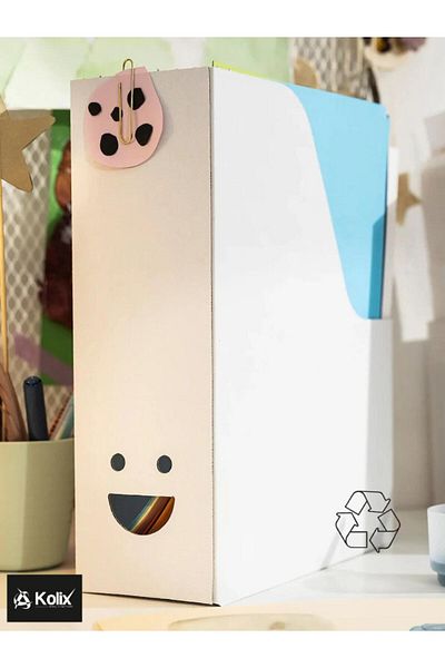 KOLİX Magazine File Set Cardboard Folder Smiley Face White 10PCS