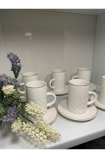Vitale Porcelain Set of 6 Double Coffee Cups