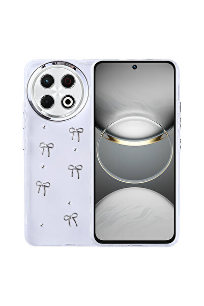 Nezih Case Tecno Spark 30 Pro Uyumlu Airbag Tasarımlı Simli Şeffaf Desenli Ka...