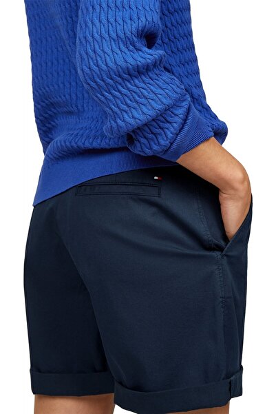 Tommy Hilfiger CO BLEND GMD CHINO SHORT Kadın Mavi Şort - WW0WW42457