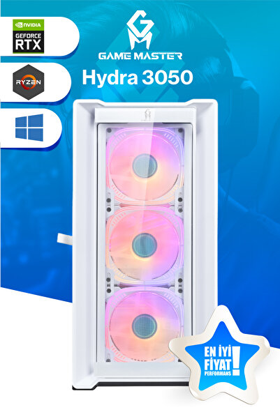 GM Game Master Hydra 3050 Ryzen 5 5500 Cpu 32gb 3200mhz Ram 512gb Nvme M.2 Ssd Rtx3050 Beyaz Gaming Pc