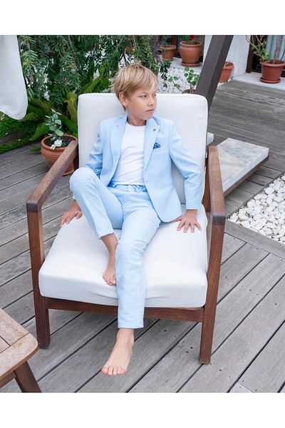 BUTİKHAPPYKİDS Costum Albastru Băiat Lenjerie Costum Sport Jachetă Pantaloni Tricou 3-14 Vârste