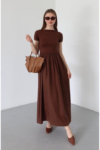 Laluvia Rochie plisată Cenva maro - 202069