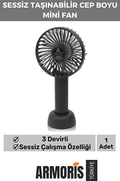 Armoris Yeni Nesil Usb Şarjlı 3 Kademeli Sessiz Taşınabilir Mini Fan Pervanel...
