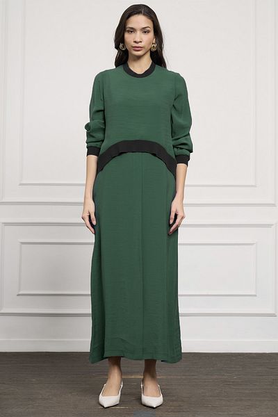 Nuss Two Piece Cloak Detail Dress 2044 Tourmaline Green
