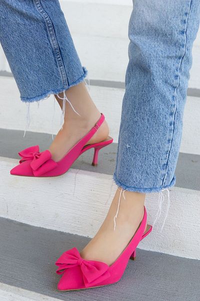 LamintaGlobal Maribel Fuchsia Bow Women's Heeled Shoes