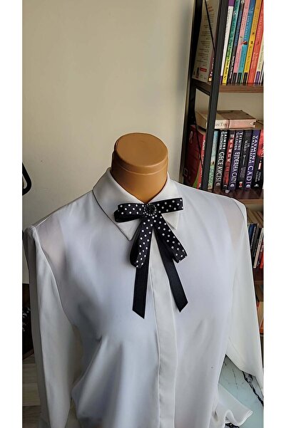 LO ADORO Kadın Puantenli Kravat Özel Üretim Fiyonklu Kravat Yaka Broş İğnesi