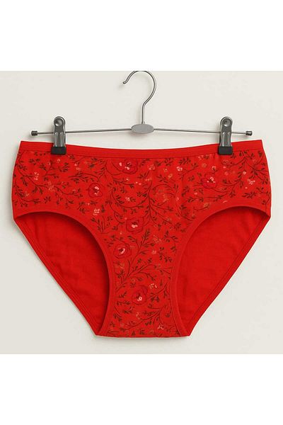 gigigiyim Floral Patterned Women's Panties Red