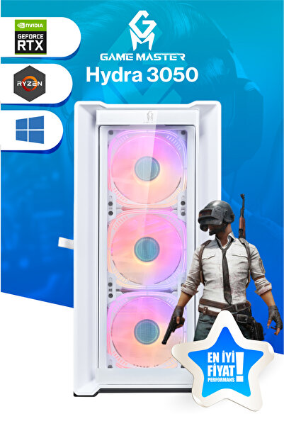 GM Game Master Hydra 3050 Ryzen 5 5500 Cpu 32gb 3200mhz Ram 512gb Nvme M.2 Ssd Rtx3050 Beyaz Gaming Pc