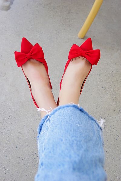 LamintaGlobal Maribel Red Bow Women's Heeled Shoes