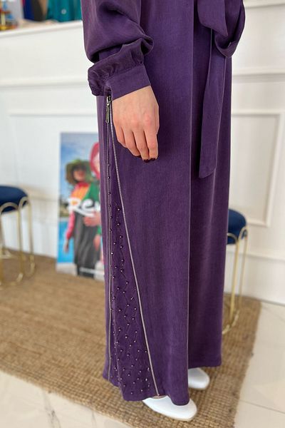 Nuss Purple Zipper and Stone Detail Dress 2057