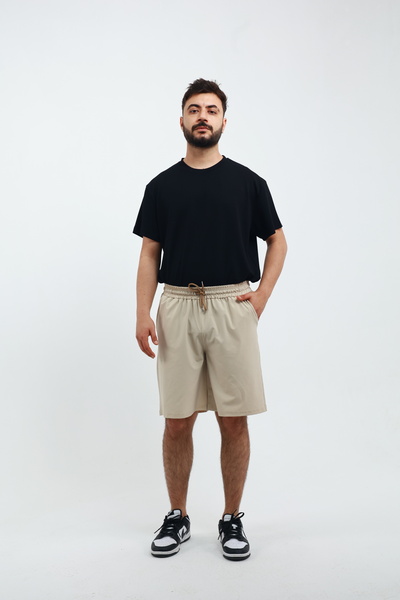 OXVİN Erkek Spor Likra İnce Hızlı Kuruyan Paraşüt Kumaş (Dokuma) Yan Cepli Bermuda Şort