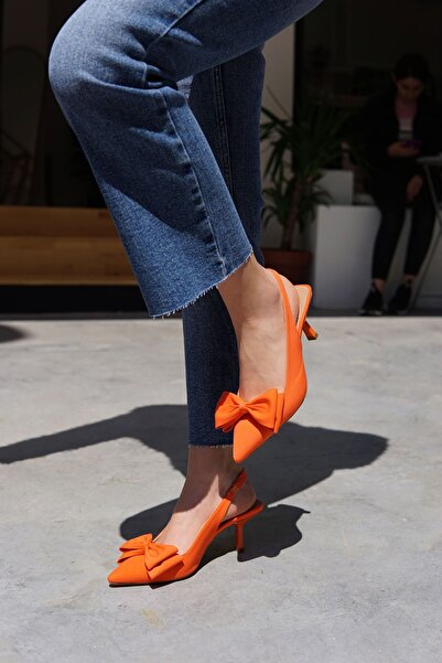 LamintaGlobal Maribel Orange Bow Women's Heeled Shoes