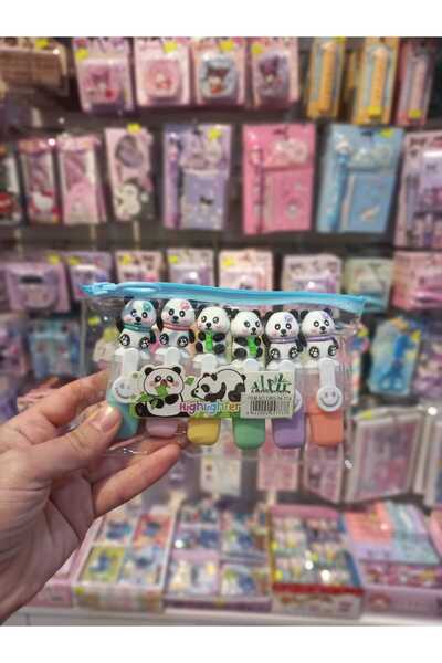 zeynobella KUROMİ PANDA STICH AYICIKLI FOSFORLU KALEM 6 LI SET OKUL AKSESUARLARI