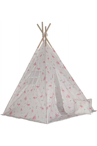 SmarTrike Tipi play tent with wooden frame, flamingo