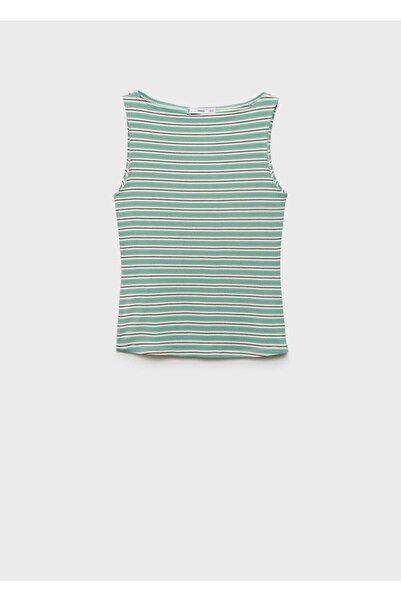 MANGO Woman Μπλούζα με ριγέ λαιμόκοψη