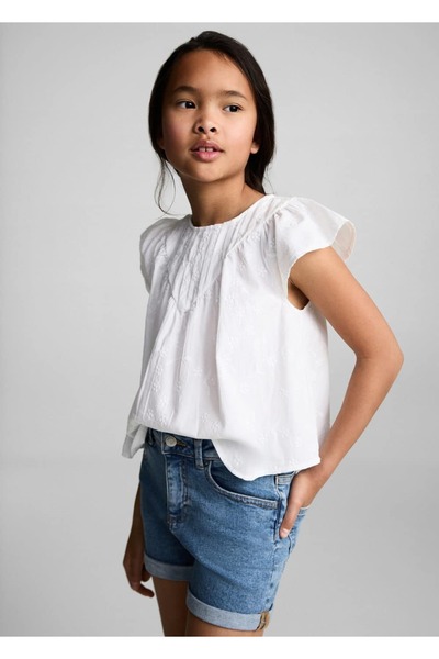 MANGO Kids Düz kesim denim şort