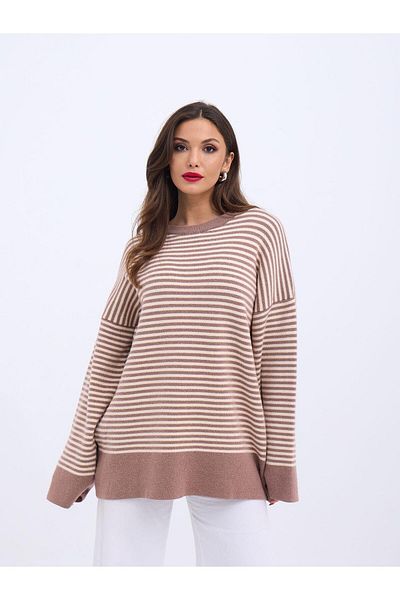 Fame 42481 Fame Knitted Striped Casual