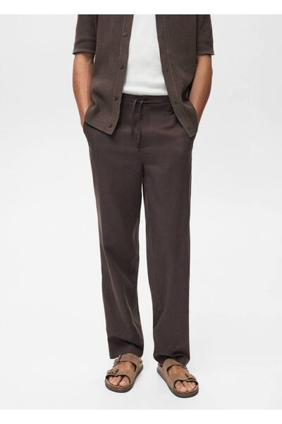 MANGO Man Straight Cut Trousers with Lace-Up