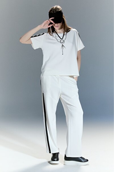 LAMANTE şeritlibeyaz modal bluz