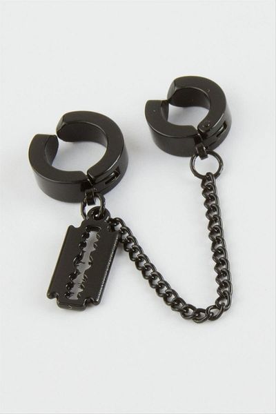 AKSESUARIM Men's Razor Pinch Steel Earrings