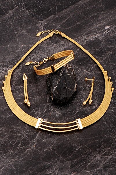 Sümer Telkari Kaburga Hasır Dorissa Altın Kaplama Elişi Gümüş Set 2846