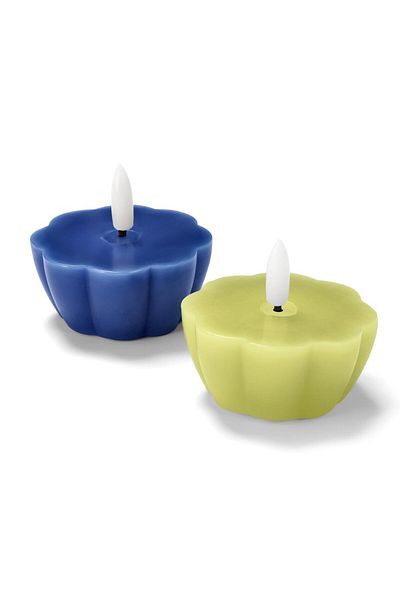 Tchibo 2 Real Wax Floating Tea Light Candles With Led, Navy/lime Green