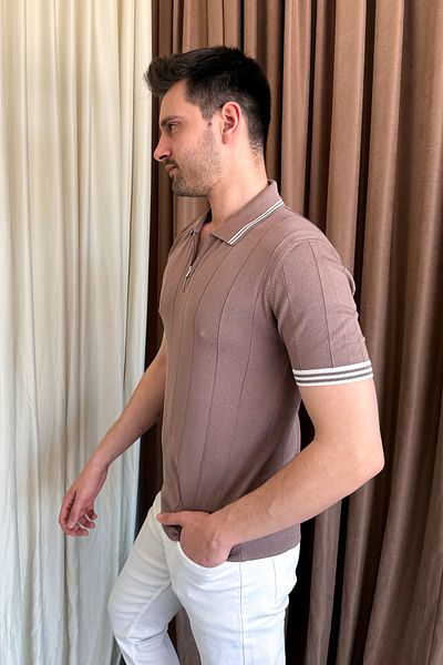 ModaPlaza Ανδρικό μπλουζάκι με γιακά με φερμουάρ Polo Neck 44357