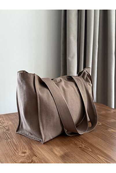 LUNAFEL Kahverengi Körüklü Kanvas El Kol Ve Omuz Çantası - Su Geçirmez Kumaş-bez Çanta