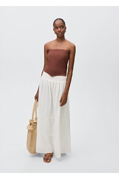 Mango Teen Μπλούζα από βαμβάκι με μυτερή μύτη