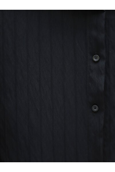 Modamorfo Classic Collar Buttoned Oval Cut Shirt -Black