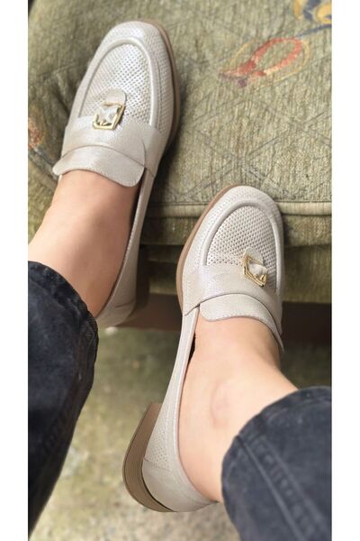 Mammamia 7295 Hakiki Deri Baskı Desenli Klasik Loafer Ayakkabı