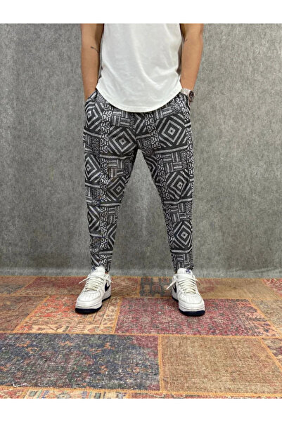 FıttingRoom Cotton Bohemian Baggy Trousers with Elastic Waist