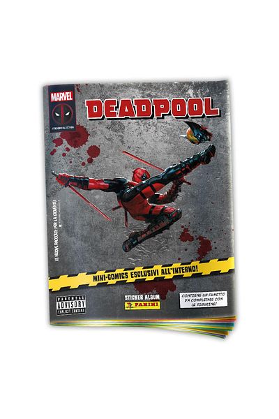 Panini Deadpool Licensed Sticker and Card Collection 1 Album + 10 Pack (40 Stickers + 10 Cards) Set