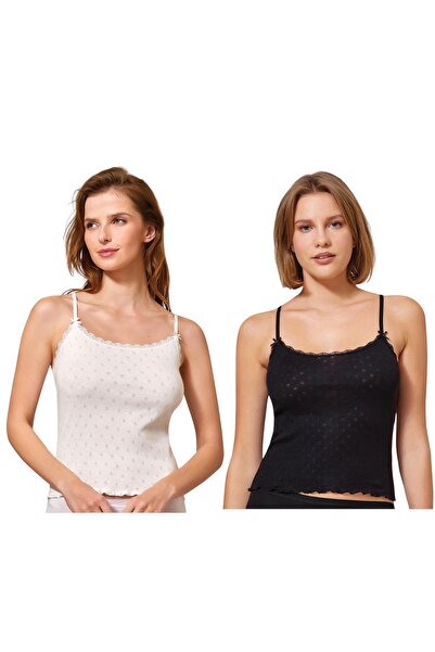 Berrak kadın ip askılı pamuklu atlet 2'Lİ