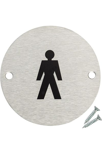 Generic Fire Door Guru Door Sign - 76mm Disc - Stainless Steel Safety Sign - Fixings Included (Male)