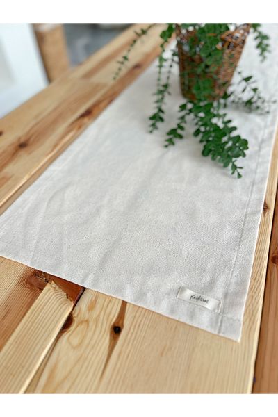 KaiHome Ακατέργαστο Λινό Ορθογώνιο Επίπεδο Runner 50x150cm