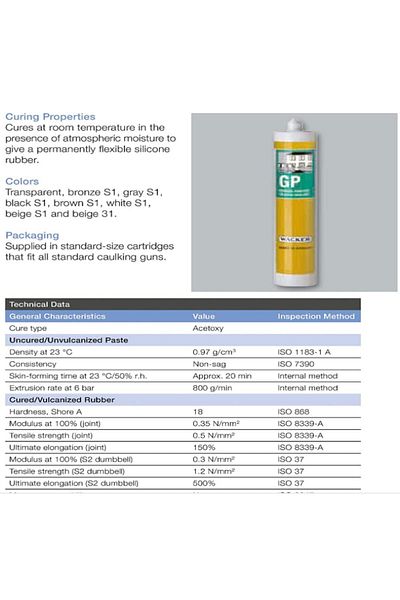 Wacker German GP Silicone Transparent 280ml for renovation, repair, bonding and filling gaps internally and externally