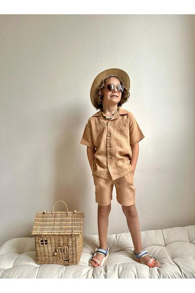Jolly Kids Boy's Muslin Fabric Shirt Suit