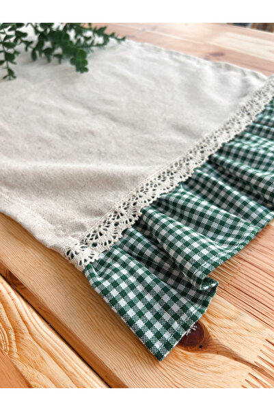 KaiHome Raw Linen Frilly Lace Detailed Rectangular Runner 50X150Cm