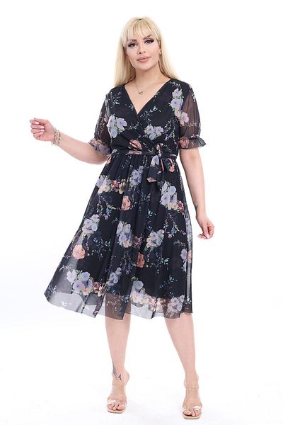 modayız Καλοκαιρινό Φόρεμα Διπλό γιακά Plus Size 13d-2362