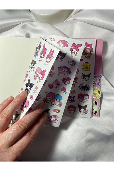 EyER Shoping مجموعة دفاتر ملاحظات Sanrio Kuromi مع ملصقات - أوراق ملونة ومخطط وملصقات لاصقة