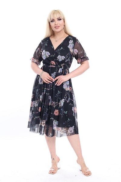 modayız Καλοκαιρινό Φόρεμα Διπλό γιακά Plus Size 13d-2362