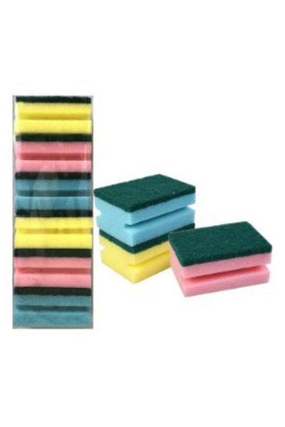 ALMUFARREJ 18-Piece Multi-Colour Strong Scrubber Sponge