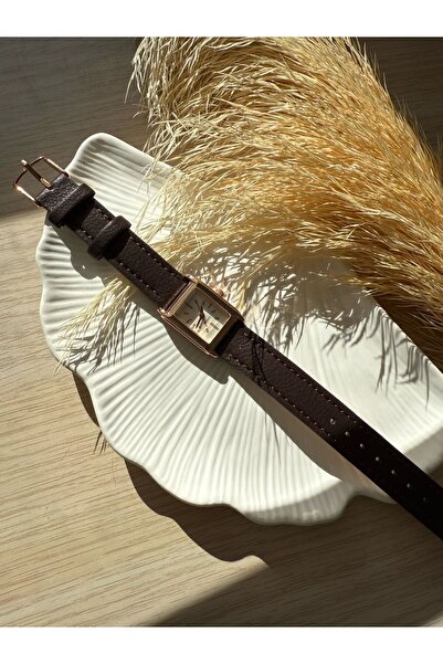 rubsey ساعة يد نسائية كلاسيكية بسلك جلدي بسيط